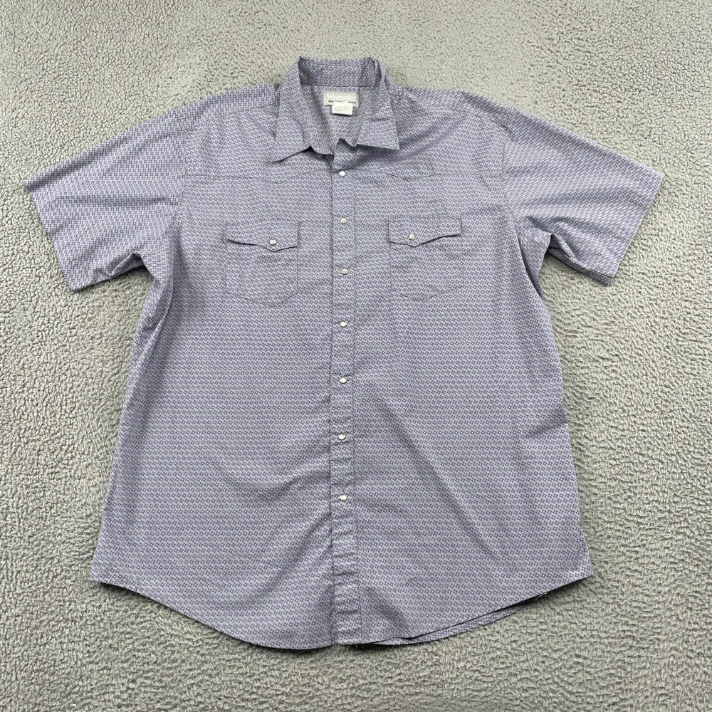 Wrangler Shirt Mens 2XT Purple Wrancher Western Snap Geometric MTW1458 Tall